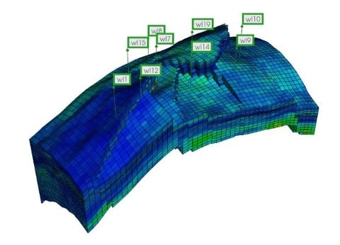 Image: 3D view of the reservoir under study in the following picture.