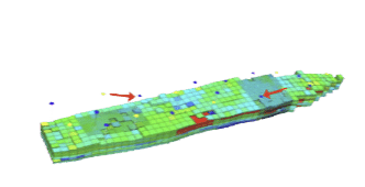 3D view of 23 well history matched model,indicating the producers that benefit from foam injection