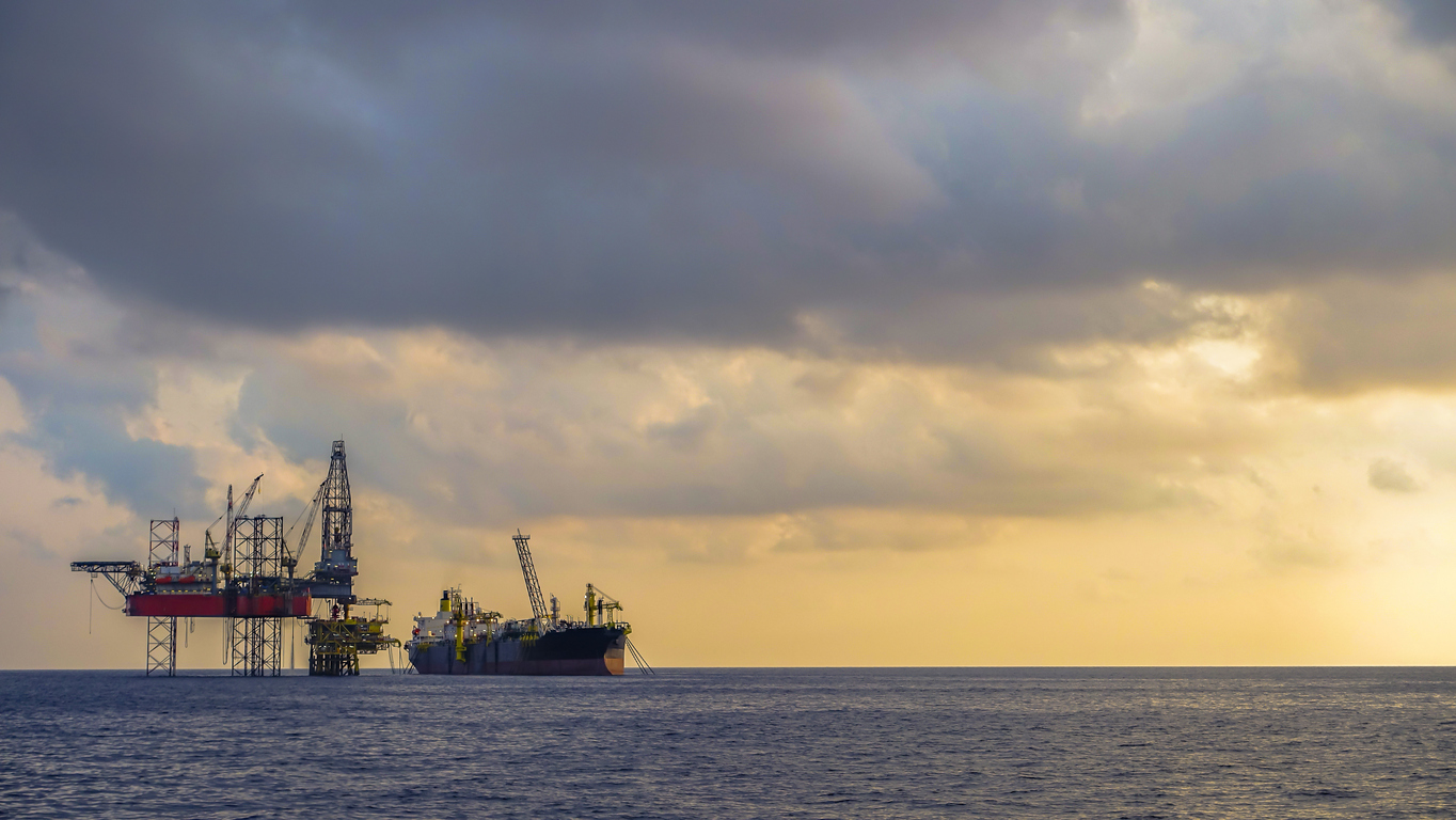 FPSO and drilling rig in offshore oil fields