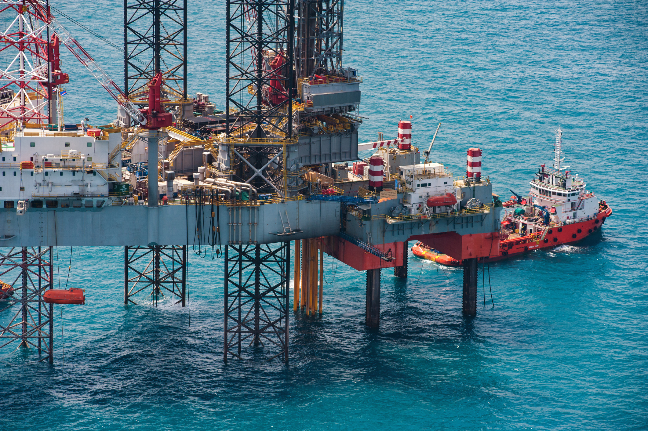 Offshore oil rig drilling platform in the gulf of Thailand